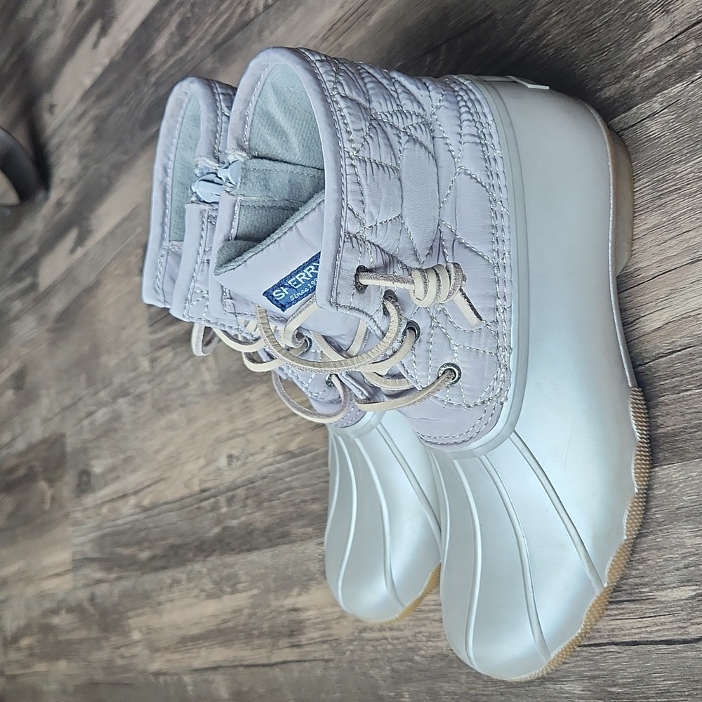 Sperry Kids Silver Gray Quilted Duck Boots